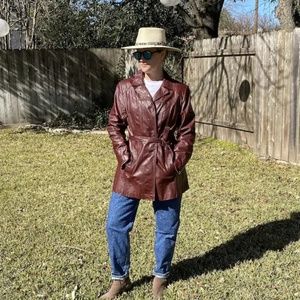 Vintage 1980s Burgundy Leather Jacket